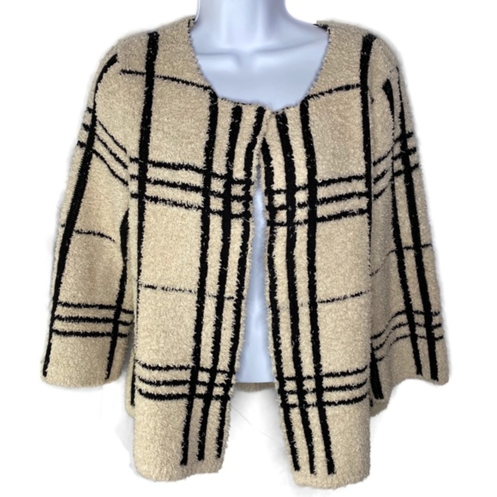 Chico’s Cream & Black Terry Cloth Feel Jacket 8